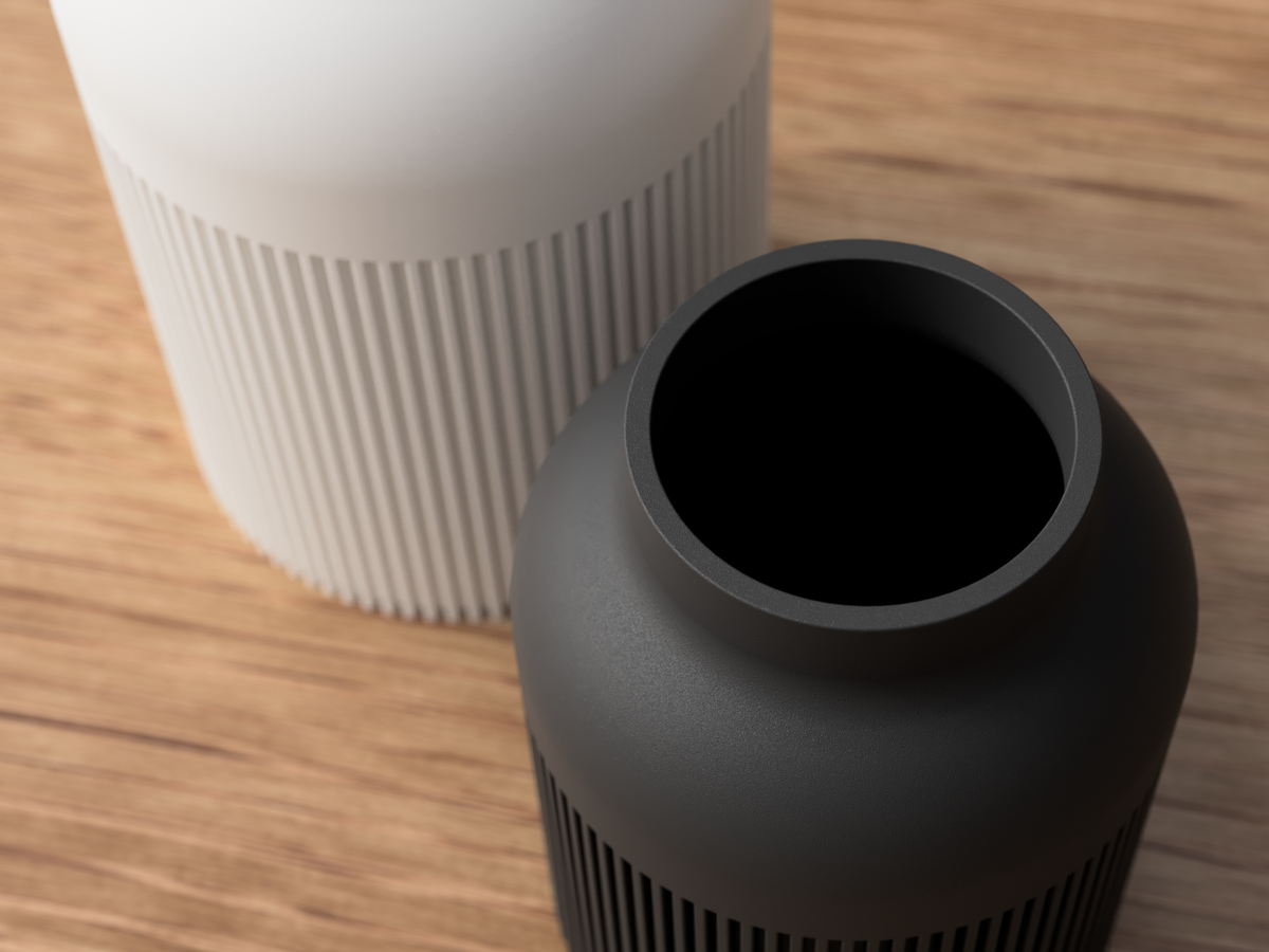 Japandi Hiku Vase – nærbilde ovenfra Charcoal