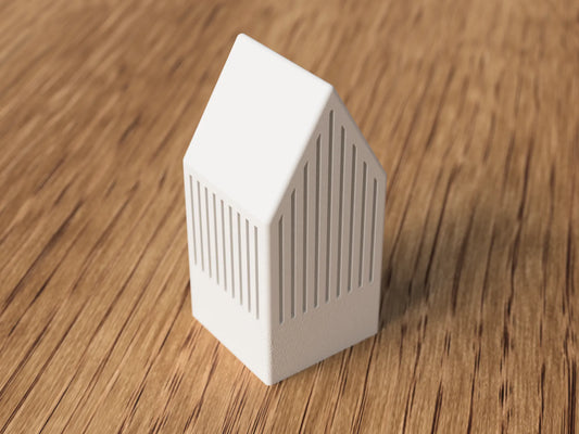 Japandi hus telysholder i hvit – forfra
