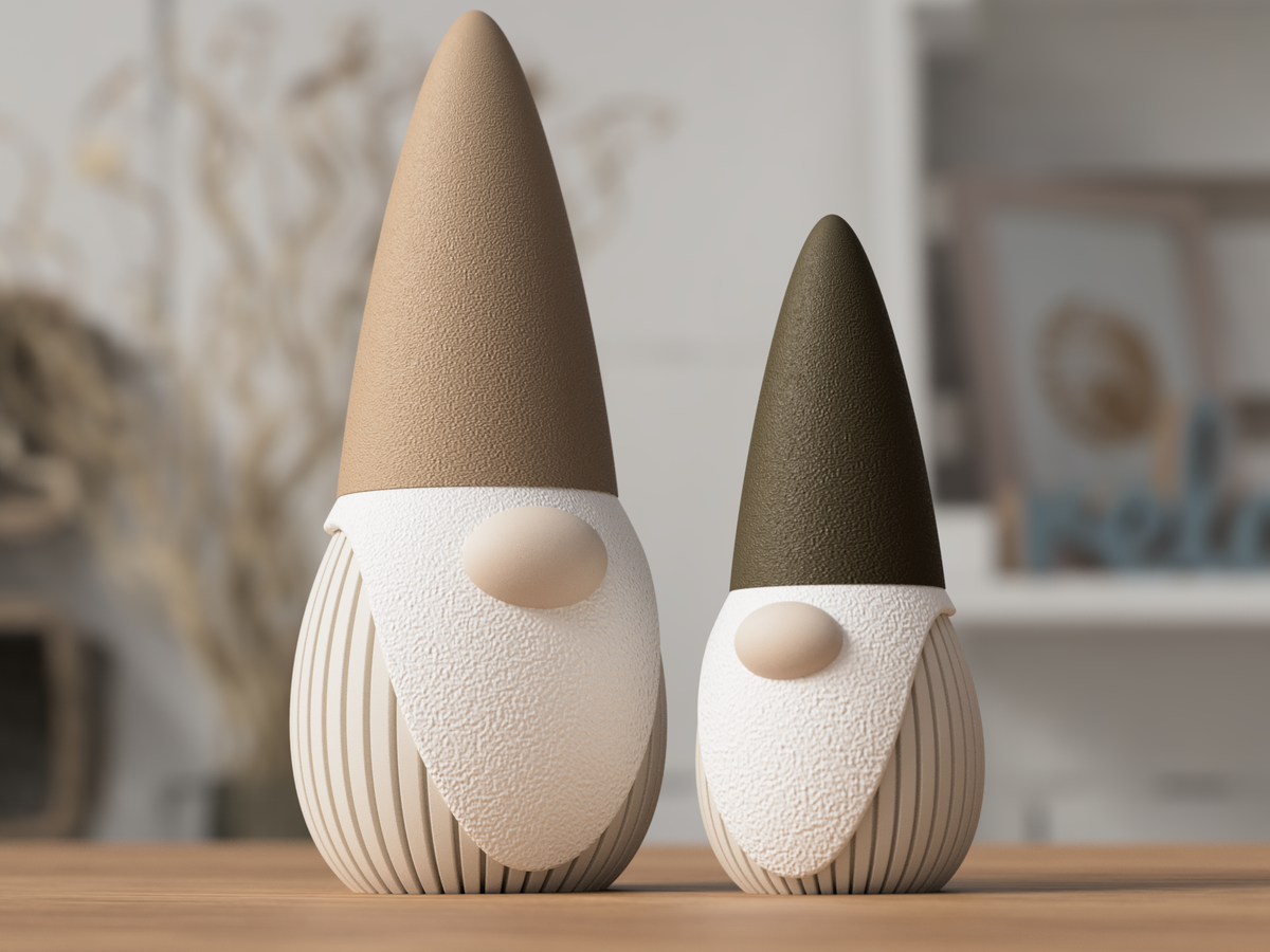 Nordisk Nisse – liten og stor, beige og grønn lue