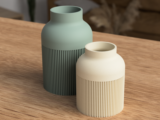 Japandi Hiku Vase – Sage Green og Latte fra siden
