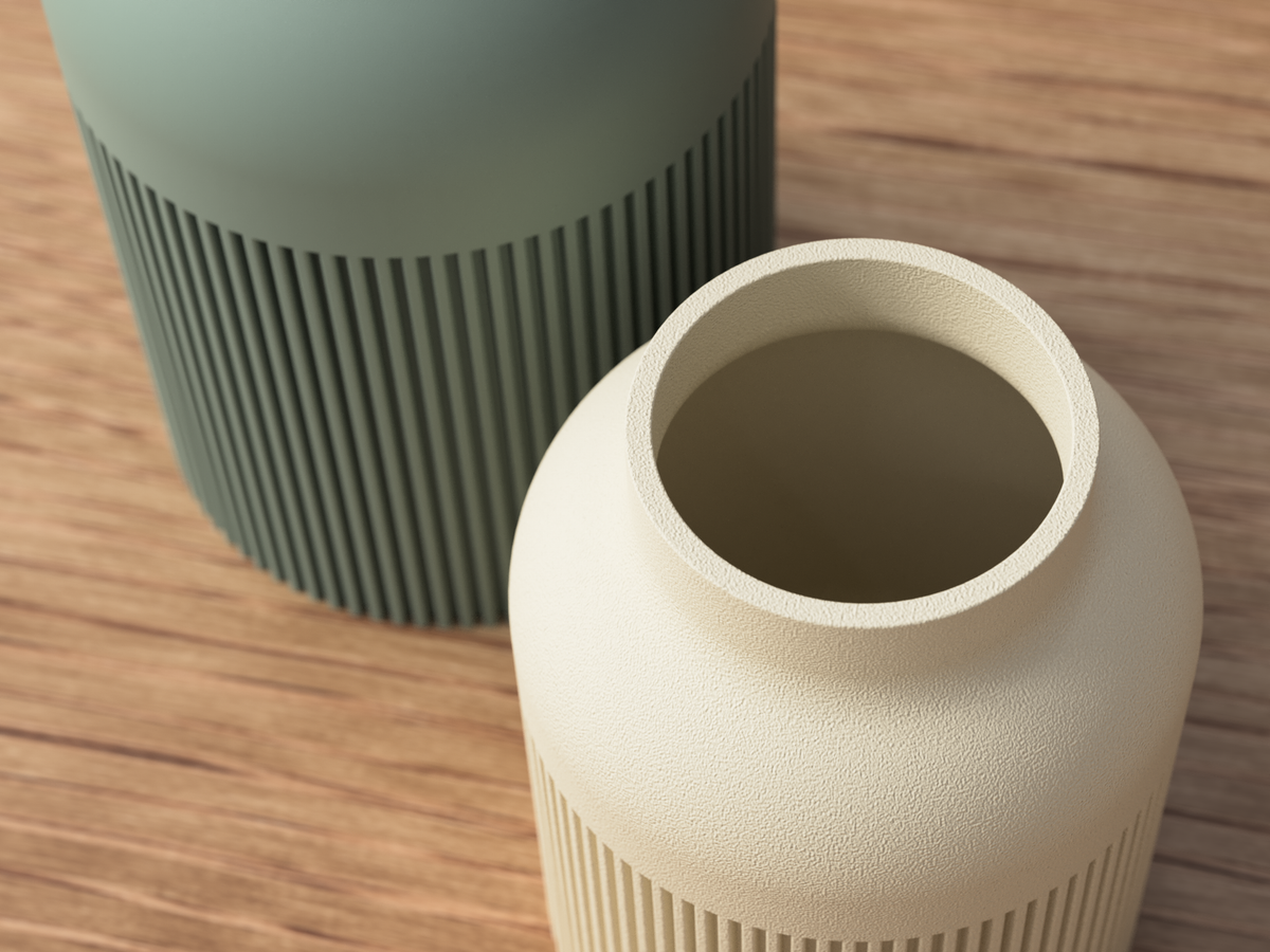 Japandi Hiku Vase – nærbilde ovenfra Latte