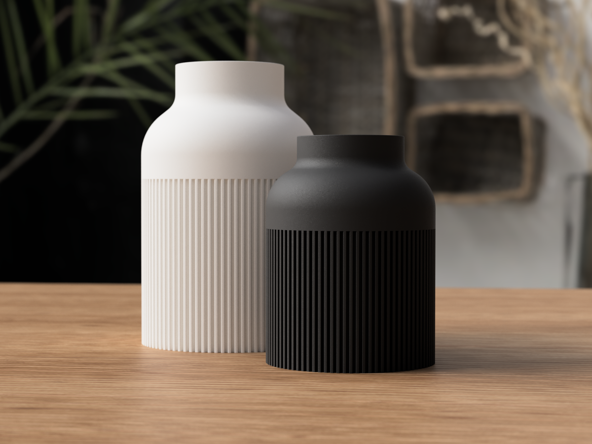 Japandi Hiku Vase – Matte Hvit og Matte Charcoal