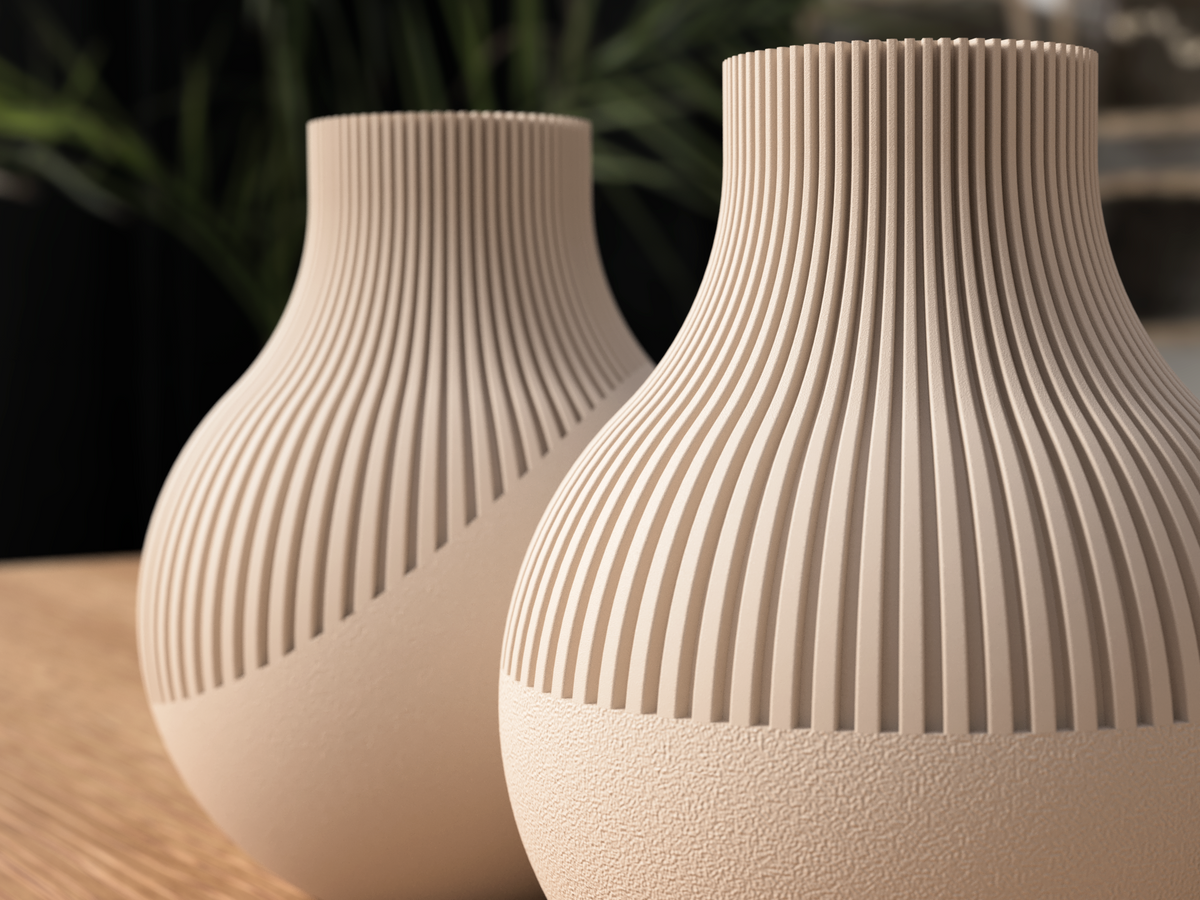 Japandi Neki Vase – beige og hvit